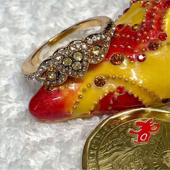 Cute heart shaped ring in topaz and white colored rhinestone NWOT - Picture 12 of 12